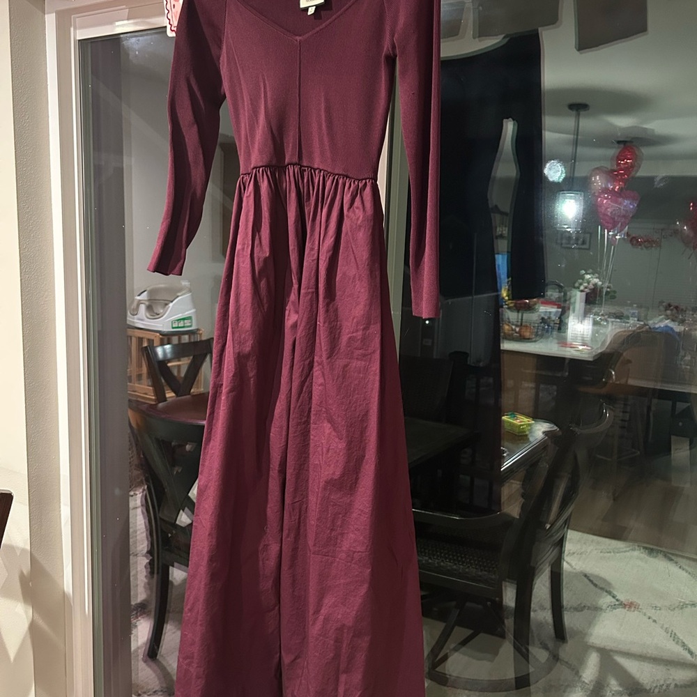 Tuckernuck Deep Burgundy Long Sleeve Dress